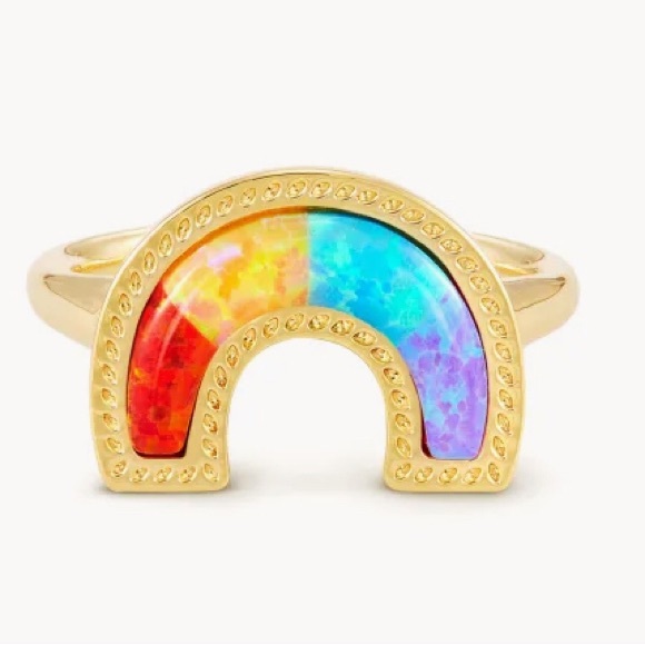 Kendra Scott The Rainbow Gold Band Ring in Primsary Colored Opal NWT SIZ… - Picture 2 of 6
